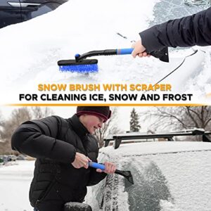 EcoNour 27" Extendable Snow Brush and Ice Scraper for Car Windshield | 2-in-1 Telescoping 360° Snow Brush with Pivoting Head | Window Ice Scraper for Snow Removal | Winter Car Accessories for Truck