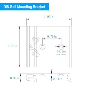 1.73 Width Universal DIN Rail Mounting Clip Snap in Din-Rail Mounting Bracket DIN Rail Fixed Clamp Aluminum Alloy Solid State Relay Clip for 35mm Din Rail Slotted (Countersunk Head M3 Screws) 4-Pack