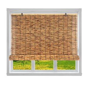 outdoor premium roll up shades privacy screen for gazebo patio porch balcony bamboo blinds with 70% light-filtering 36" w × 64" l 48" w × 72" l 30" w × 60" l dark brown roller window shades