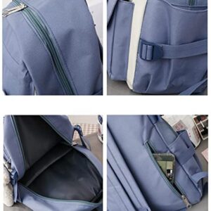 AONUOWE 5pcs Aesthetic Backpack Set for School Teens Girls Daypack Cute Trendy Large Capacity Preppy Shoulder Bag (Purple)