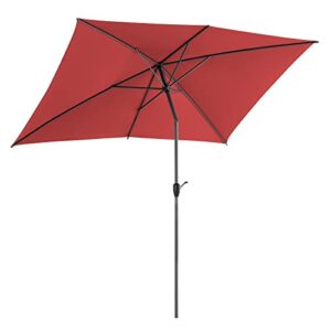 gardesol 6.5 * 10 ft patio umbrella, outdoor table umbrella with push button tilt, 8 sturdy ribs, uv protection, solution-dyed fabric, market umbrella for deck, backyard, pool, red