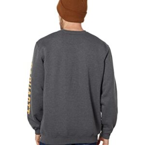 Carhartt Men's Loose Fit Midweight Crewneck Logo Sleeve Graphic Sweatshirt, Carbon Heather, X-Large