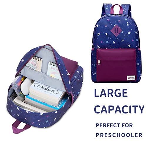 Cusangel Kids Backpack, Durable Cute Multi Compartment Toddler Preschool Elenemtary Primary Backpack for Boys and Girls(Purple Blue)