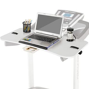 natheeph treadmill desk attachment, upgrade treadmill desk workstation with non-slip mat, universal treadmill laptop holder with drawer for notebook/laptop (white)