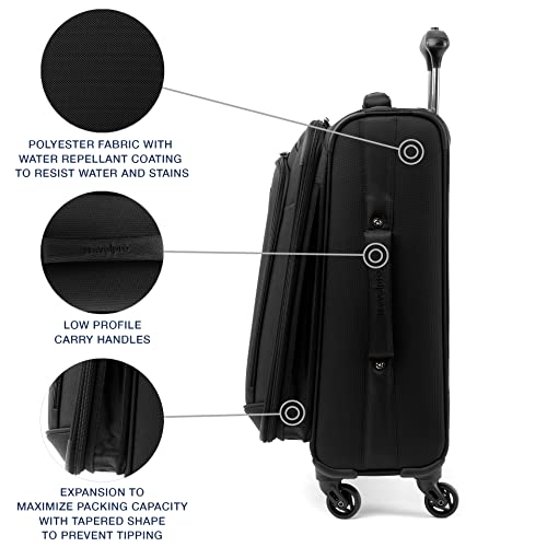 Travelpro Runway 3 piece Luggage Set, Carry on UnderSeat Luggage Soft Tote, Carry-on & Convertible Medium to Large Check-in Expandable Luggage, 4 Spinner Wheels, Softside Suitcase, Black