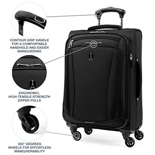 Travelpro Runway 3 piece Luggage Set, Carry on UnderSeat Luggage Soft Tote, Carry-on & Convertible Medium to Large Check-in Expandable Luggage, 4 Spinner Wheels, Softside Suitcase, Black