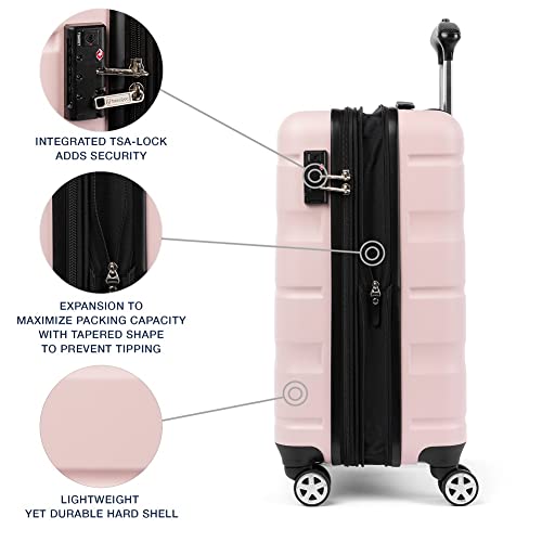 Travelpro Runway 2 Piece Luggage Set, Carry-on & Convertible Medium to Large Check-in Hardside Expandable Luggage, 8 Spinner Wheels, TSA Lock, Hardshell  Suitcase, Powder Pink