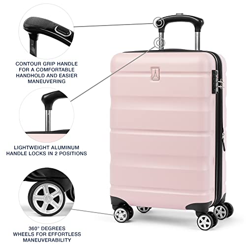 Travelpro Runway 2 Piece Luggage Set, Carry-on & Convertible Medium to Large Check-in Hardside Expandable Luggage, 8 Spinner Wheels, TSA Lock, Hardshell  Suitcase, Powder Pink