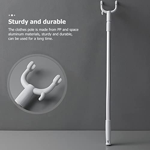 BESPORTBLE Metal Hangers Balcony Clothes Pole Clothes Drying Rod Clothes Drying Fork Rod Retractable Clothes Fork Hanger Simple Clothes Drying Rod 1Pc Household Clothes Fork Clothesline Outdoor