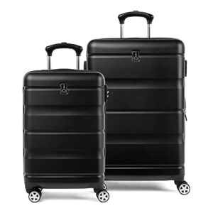travelpro runway 2 piece luggage set, carry-on & convertible medium to large 28-inch check-in hardside expandable luggage, 8 spinner wheels, tsa lock, hardshell suitcase, black