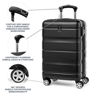 Travelpro Runway 2 Piece Luggage Set, Carry-on & Convertible Medium to Large 28-Inch Check-in Hardside Expandable Luggage, 8 Spinner Wheels, TSA Lock, Hardshell Suitcase, Black