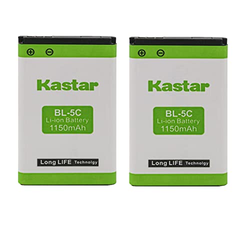 Kastar BL-5C Battery 2-Pack Replacement for Doro 2414 2415 2424 DFC-0150 Domo, Freesty, Freesty l2, EP-802, Funktel D11, Funktel FC11, Vertical CP2001 IP DECT, Vertical RTX CT8010