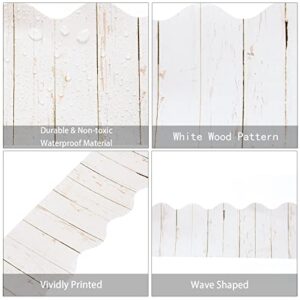 99 Feet White Wood Bulletin Board Border 3 Roll Rustic Wood Scalloped Borders Trim Decorative Classroom Bulletin Board Rolled Trim Back to School Decoration for Fall Classroom School Office Decoration