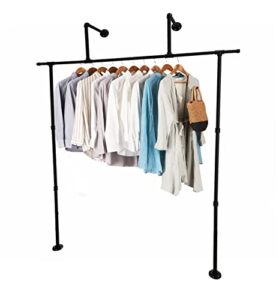 lengfkus industrial pipe clothing rack wall mounted,retail display clothes hanging rod bar,heavy duty garment rack,vintage commercial grade clothing hanging rack organizer