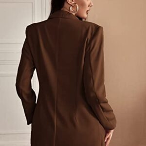 Floerns Women's Solid Notched Lapel Long Sleeve Single Breasted Blazer Jacket Chocolate Brown M