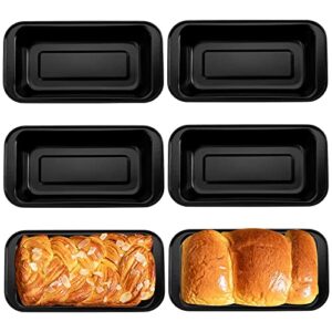 coloch 6 pack metal black non-stick loaf pan, bread baking mold carbon steel toast bakeware for brownies, meatloaf, home kitchen, dessert shop, hand design, black