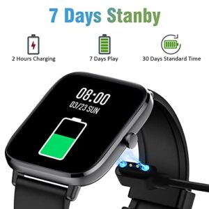 Smart Watch Full Touch Smart Watches for Android iOS Phones Compatible (Answer/Make Call) Smart Fitness Tracker Watch for Women Man Waterproof Smartwatch with Sleep/Heart Rate/sports/Step (Black)