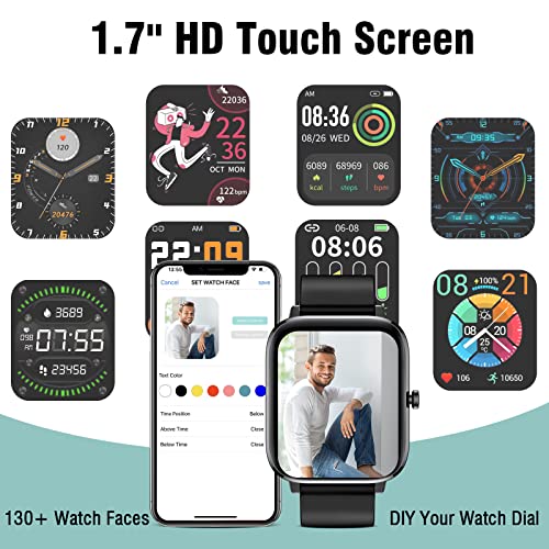 Smart Watch Full Touch Smart Watches for Android iOS Phones Compatible (Answer/Make Call) Smart Fitness Tracker Watch for Women Man Waterproof Smartwatch with Sleep/Heart Rate/sports/Step (Black)