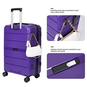 Travelhouse hardshell 3 Piece Set, PP Hard Wheel Suitcase Set with Spinner Wheels, TSA Lock, 20 inch 24 inch 28 inch Women's Luggage Set (Purple)