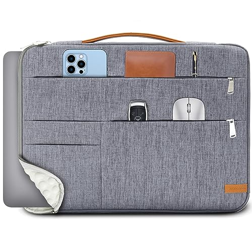 KINGSLONG 16 inch Laptop Sleeve Bag,Slim Shockproof Handle Carrying Case Protective Computer Cover for Apple 2019-2022MacBook Air/Pro Chromebook Acer Asus Dell Lenovo HP Notebook,Grey