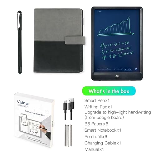 Ophaya 3-in-1 Digital Pen Smart Writing Set, Real-time Sync for Digitizing, Storing, and Sharing Paper Notes, Ideal for Note-taking, Drawing, Classroom, Meetings, Trials, Compatible with Android & IOS