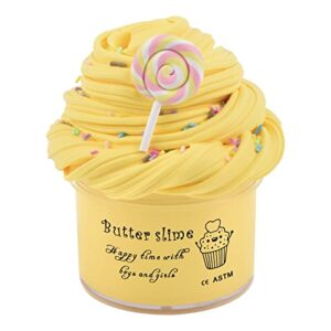 lollypop butter slime, yellow scented slime, stress relief toy for girls and boys, for kids education, party favor, super soft and non-sticky(7oz 200ml)