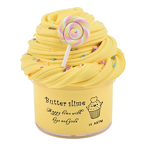 Lollypop Butter Slime, Yellow Scented Slime, Stress Relief Toy for Girls and Boys, for Kids Education, Party Favor, Super Soft and Non-Sticky(7oz 200ML)