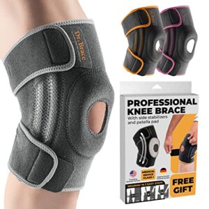 dr. brace elite knee brace with side stabilizers & patella gel pads for maximum knee pain support and fast recovery for men and women-please check how to size video (moon, medium)