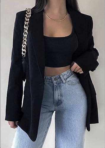 Zeagoo Blazer Jackets for Women Fashion Long Sleeve Blazers for Work Casual Oversized Blazers Jackets Black