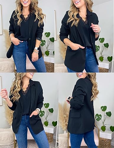 Zeagoo Blazer Jackets for Women Fashion Long Sleeve Blazers for Work Casual Oversized Blazers Jackets Black