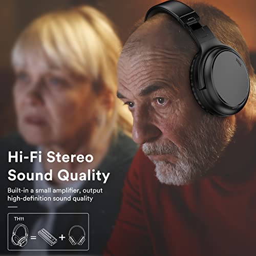 ROSIDA Wireless Headphones for TV, Over-Ear Bluetooth 5.0 TV Headset for Seniors, 196ft Wireless Range Support Optical,AUX, RCA and USB Output,High Volume, Hi-Fi Audio&No Delay,Up to 40 Hours Playtime