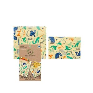 bee's wrap - snack & sandwich bags - made in the usa with certified organic cotton - plastic and silicone free - eco-friendly reusable vegan food wrap - under the sea print