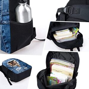 Baxinh Teen Boys Girls Backpack Set School Bag Bookbag with Lunch Box Pen Case 3 Pcs, Hockey Blue Red Splatter