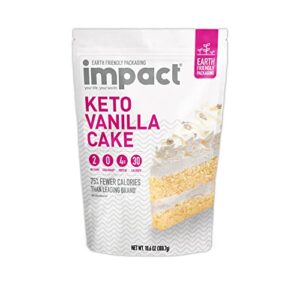 impact keto vanilla cake mix – sugar free keto diet friendly baking mix – 2 net carb, non-gmo, easy to bake keto dessert & healthy delicious, moist and fluffy cake – 10.6oz pouch