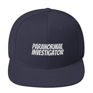paranormal investigator hat | ghost hunting gear - - classic snapback - goofy design navy