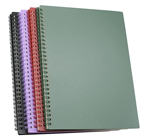 Yansanido Spiral Notebook, 4 Pcs 10 Inch x 7.4 Inch B5 Thick Plastic Hardcover 7mm College Ruled 4 Color 80 Sheets -160 Pages Journals for Study, Work, Travel and Notes (B5, 4 Pcs Dark Color 2)