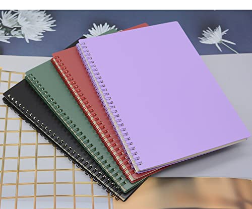 Yansanido Spiral Notebook, 4 Pcs 10 Inch x 7.4 Inch B5 Thick Plastic Hardcover 7mm College Ruled 4 Color 80 Sheets -160 Pages Journals for Study, Work, Travel and Notes (B5, 4 Pcs Dark Color 2)