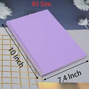 Yansanido Spiral Notebook, 4 Pcs 10 Inch x 7.4 Inch B5 Thick Plastic Hardcover 7mm College Ruled 4 Color 80 Sheets -160 Pages Journals for Study, Work, Travel and Notes (B5, 4 Pcs Dark Color 2)