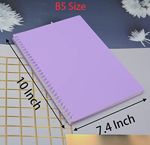 Yansanido Spiral Notebook, 4 Pcs 10 Inch x 7.4 Inch B5 Thick Plastic Hardcover 7mm College Ruled 4 Color 80 Sheets -160 Pages Journals for Study, Work, Travel and Notes (B5, 4 Pcs Dark Color 2)