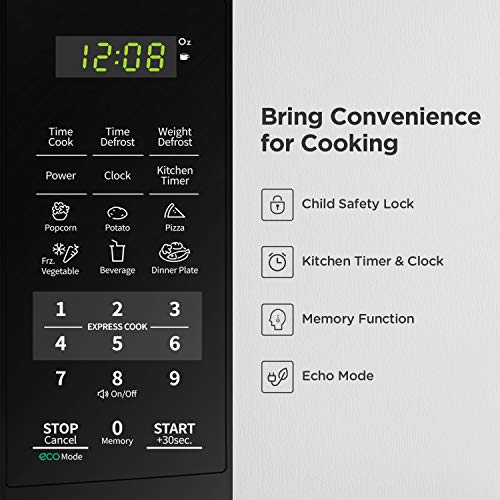 Frigidaire EFR376-BLACK 3.1 Cu Ft Black Retro Bar Fridge & COMFEE' EM720CPL-PMB Countertop Microwave Oven with Sound On/Off, ECO Mode and Easy One-Touch Buttons, 0.7cu.ft, 700W, Black