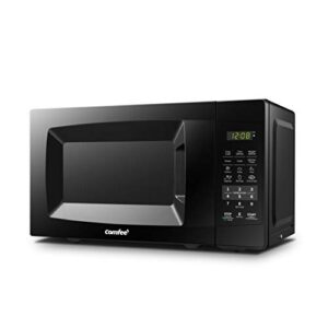 Frigidaire EFR376-BLACK 3.1 Cu Ft Black Retro Bar Fridge & COMFEE' EM720CPL-PMB Countertop Microwave Oven with Sound On/Off, ECO Mode and Easy One-Touch Buttons, 0.7cu.ft, 700W, Black