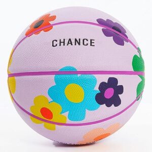 chance premium design printed rubber outdoor & indoor basketball, size 5 kids & youth 27.5 inch, bloom light purple