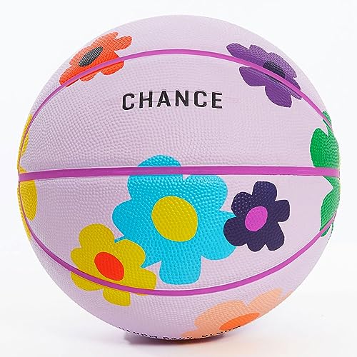 Chance Premium Design Printed Rubber Outdoor & Indoor Basketball, Size 5 Kids & Youth 27.5 inch, Bloom Light Purple