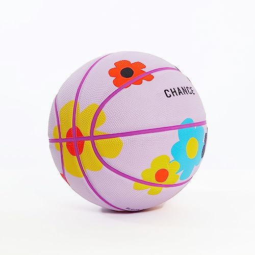 Chance Premium Design Printed Rubber Outdoor & Indoor Basketball, Size 5 Kids & Youth 27.5 inch, Bloom Light Purple