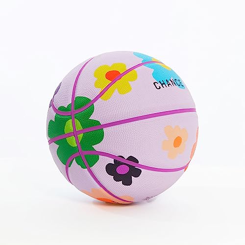 Chance Premium Design Printed Rubber Outdoor & Indoor Basketball, Size 5 Kids & Youth 27.5 inch, Bloom Light Purple