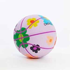 Chance Premium Design Printed Rubber Outdoor & Indoor Basketball, Size 5 Kids & Youth 27.5 inch, Bloom Light Purple