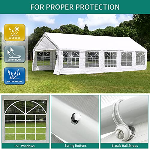YITAHOME 16x32ft Party Tent Heavy Duty Outdoor Wedding Tent Canopy Event Shelters Upgraded Galvanized Steel Carport with Removable Sidewall Windows for Commercial and Parties, White