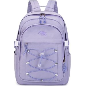 mirlewaiy children school bag laptop backpack teen girl school backpack women bookbag student daypack with planet embroidery, taro purple