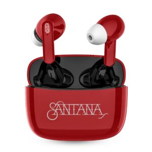 Mambo by Carlos Santana, True Wireless Earbuds Bluetooth Headphones with Charging Case, Bluetooth Earbuds with Voice Isolating Microphone, Deep Bass Stereo Headsets for Sports & Gaming, Red