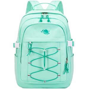 mirlewaiy fashion college school bag large travle backpack teen neutral bookbag student daypack bag for boys girls, mint green